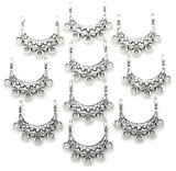 10pc 17x15mm Crescent Chandelier Links, Antique Silver w/Open Top Loops (SEE NOTE)
