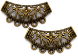2pc 37x20mm Floral Chandelier Slide Pendant, Antique Bronze