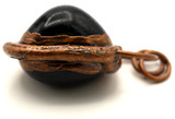 1pc Approx. 46x33mm Obsidian Pendant, Antique Copper (See Photos for Variation)