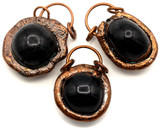 1pc Approx. 46x33mm Obsidian Pendant, Antique Copper (See Photos for Variation)