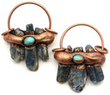 1pc Approx. 48x35mm Kyanite Rustic Point Cluster Pendant, Antique Copper (See Photos for Variation)
