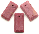 1pc Approx. 25x13mm Pink Rhodonite Faceted Rectangle Pendant (See Photos for Variation)