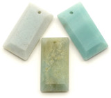 1pc Approx. 25x13mm Flower Amazonite Faceted Rectangle Pendant (See Photos for Variation)