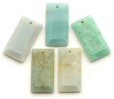 1pc Approx. 25x13mm Flower Amazonite Faceted Rectangle Pendant (See Photos for Variation)
