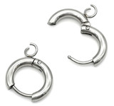 2pc 16x13mm Stainless Steel Hypoallergenic Huggie Hoop w/Loop Hinged Ear Wires