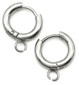 2pc 16x13mm Stainless Steel Hypoallergenic Huggie Hoop w/Loop Hinged Ear Wires