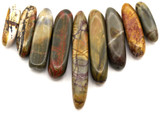 9pc Strand Approx. 14-50mm Picasso Jasper Graduated Nugget Pendants (See Photos for Variation)