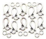 10 Sets 12x20mm Dotted Hook & Eye Clasps, Antique Silver