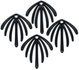 4pc 22x20mm Black Coated Fan Pendants