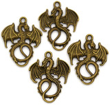 4pc 35x28mm Dragon Pendants, Antique Bronze
