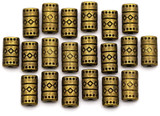 20pc 9x5mm Patterned Puffed Rectangle Spacer Beads, Antique Bronze