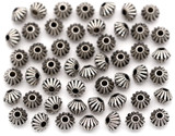 50pc 5x4mm Corrugated Bicone Spacer Bead, Antique Silver