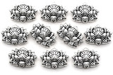 10pc 12x8mm Lotus Flower Spacer Bead, Antique Silver