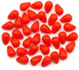 5-Gram Bag (Approx. 40 Beads) 6x4mm Czech Pressed Glass Teardrop Beads, Opaque Red-Orange