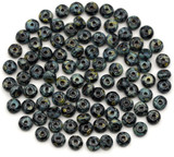 5-Gram Bag of 4x2.5mm Czech Pressed Glass Rondelle Beads, Jet Picasso