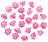 Approx. 5-Gram Bag of 7x5mm Czech Pressed Glass Mini Petunia Flower Beads, Crystal w/Fuchsia Wash