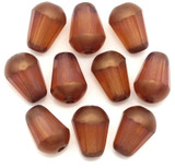 10pc 8x6mm Czech Fire-Polished Glass Faceted Drop Beads, Pale Pink Opal w/Heavy Bronze Coat