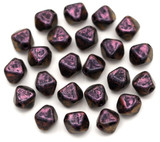 5-Grams (About 23pc) 6mm Czech Pressed Glass Bicone Beads, Jet w/Iridescent Deep Violet
