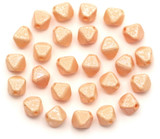 5-Grams (About 25pc) 6mm Czech Pressed Glass Bicone Beads, Alabaster w/Peach Pearl Luster w/Frosted Silver Finish