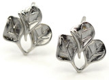 2pc (1 Pair) 17x15mm Brass Earwires w/3 Leaf-Accent, Silver