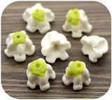 4pc Approx. 10x13mm Polymer Clay Flower Beads, White