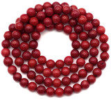 15.5" Strand Approx. 4-4.5mm Bamboo Coral (Dyed) Round Beads, Red