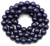 Approx. 15.5" Strand 6mm Shell Pearl (Man-Made) Beads, Textured Navy Blue