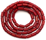 Approx. 15.5" Strand 6x3mm Bamboo Coral (Dyed) Cylinder Beads, Red