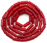 Approx. 15.5" Strand 7x3mm Bamboo Coral (Dyed) Cylinder Beads, Red