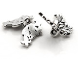 10pc 18x14mm Butterfly Button Charms, Antique Silver