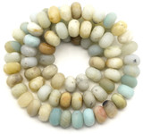 Approx. 15" Strand 8x5mm Flower Amazonite Matte Rondelle Beads