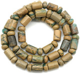 Approx. 15.5" Strand Green Canyon Jasper 6x9mm Cylinder & 6x4mm Rondelle Beads