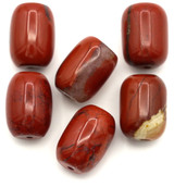 6pc Approx. 14x10mm Red Rainbow Jasper Barrel Beads