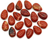 6pc 12.5x9mm Red Jasper Carved Leaf Beads