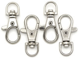 4pc 38x17mm Lobster Claw Clasp & Swivel "D" Ring, Silver