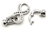 Approx. 37x11mm Brass & Cubic Zirconia Infinity Double Fold-Over Clasp, Silver