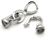 Approx. 37x8mm Brass & Cubic Zirconia Infinity Double Fold-Over Clasp, Silver