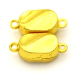 2pc 17x8mm Wavy Oval Super-Hold Magnetic Clasp, Gold