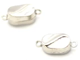 2pc 17x8mm Wavy Oval Super-Hold Magnetic Clasp, Silver