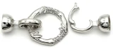 34x15.5mm Brass & Cubic Zirconia Bamboo-Pattern Double Fold-Over Clasp, Silver