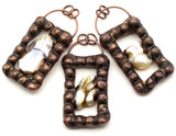 1pc Approx. 73-77x35-38mm Shell Rustic Rectangular Pendant, Antique Copper (See Photos for Variation)