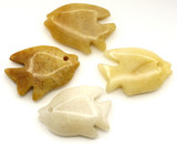 1pc Approx. 33x23mm Yellow "Jade" (Dyed Quartz) Carved Fish Pendant (See Photos for Variation)