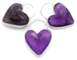 1pc Approx. 25x18mm Amethyst Faceted Heart-Shaped Pendant, Silver (See Photos for Variation)