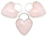 1pc Approx. 24x18mm Rose Quartz Faceted Heart-Shaped Pendant, Silver (See Photos for Variation)