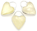1pc Approx. 25x18mm Lemon Quartz (Heated) Faceted Heart-Shaped Pendant, Silver (See Photos for Variation)