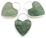 1pc Approx. 25x18mm Green Aventurine Faceted Heart-Shaped Pendant, Silver (See Photos for Variation)