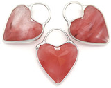 1pc Approx. 25x18mm Cherry "Quartz" (Man-Made) Faceted Heart-Shaped Pendant, Silver (See Photos for Variation)