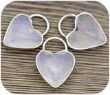 1pc Approx. 25x18mm Sea "Opal" Glass (Man-Made) Faceted Heart-Shaped Pendant, Silver (See Photos for Variation)