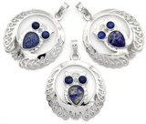 1pc Approx. 38x33mm Lapis Lazuli Owl Pendant, Silver