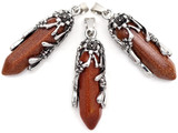 1pc Approx. 40x13mm Goldstone (Man-Made) Point Pendant w/Floral Accents, Antique Silver